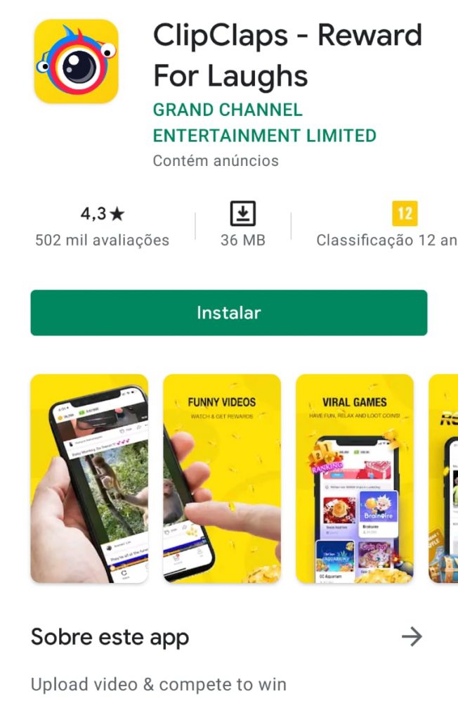 Aplicativo ClipClaps na PlayStore