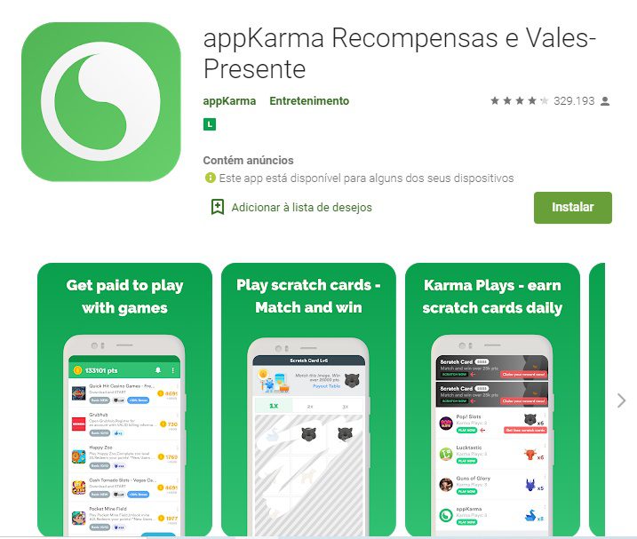 appKarma é outra opção entre os melhores jogos para ganhar dinheiro na internet